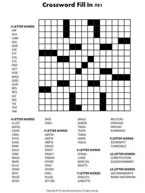 Fill In The Blank Crossword Puzzles