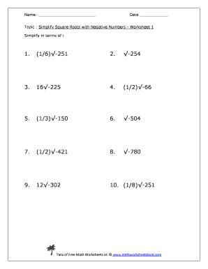 Printable Simplifying Square Roots Worksheet | TUTORE.ORG - Master of ...