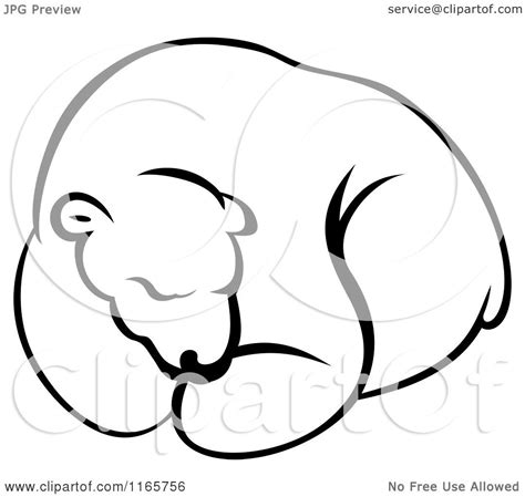 Clipart of a Hibernating Black and White Bear - Royalty Free Vector Illustration by Vector ...