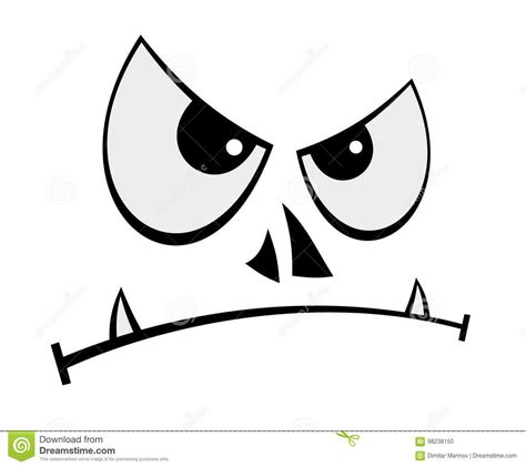 Illustration about Cartoon vector illustration of humorous evil face ...