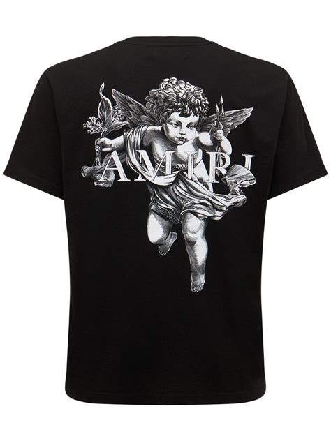 Amiri Logo Shaded Cherub Print Jersey T-shirt in Black for Men | Lyst ...