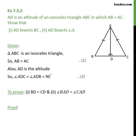 Ex 7.3, 2 - AD is an altitude of an isosceles triangle ABC