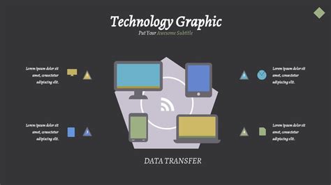 Technology Graphic Powerpoint Presentation With Icons And Data Transfer ...