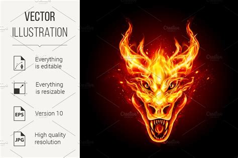 Fire Head of Dragon | Pre-Designed Illustrator Graphics ~ Creative Market