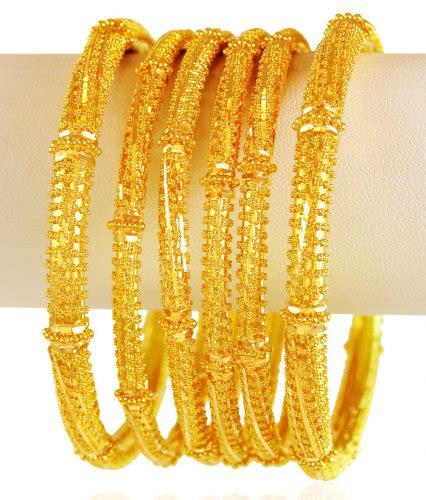 22 Karat Gold Bangles Set 6PCs - AsBa61644 - 22k gold bangles set (6 ...