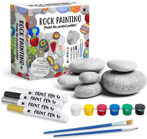 Premium Rock Painting Craft Kit - Includes Smooth Pebbles, Acrylic ...