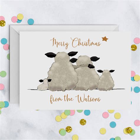 Personalised Sheep Family Christmas Card A5 By Giddy Kipper | notonthehighstreet.com