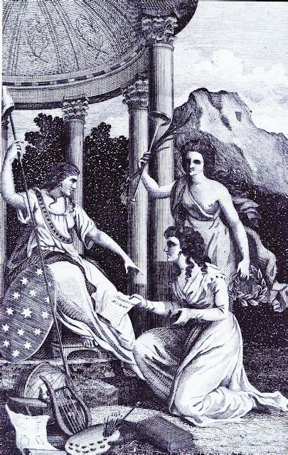 1792 Genius of Lady's Magazine kneels before Columbia (Lady Liberty ...