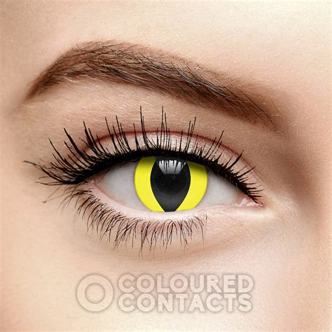 Yellow Cat Colored Prescription Contact Lenses, Realistic Eye