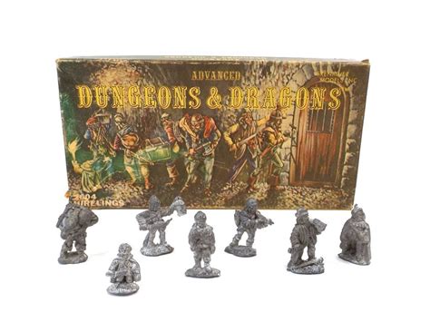 vintage 70s 80s D&D miniature pewter figure box set new metal hobbies game hobby model dungeons ...