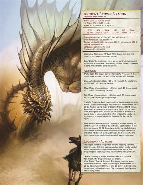 5e D&D Homebrew: Brown Dragon Stat Block – The Arcane Athenæum | Dnd dragons, Dungeons and ...