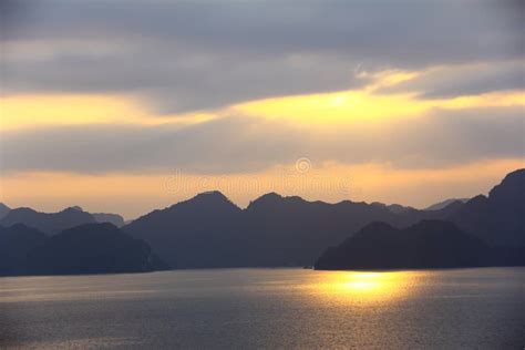 Sunset view in Ha Long Bay stock photo. Image of vietnam - 38142088