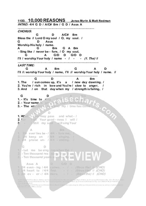 10,000 Reasons (Bless The Lord) Chords PDF (Dennis Prince / Nolene ...