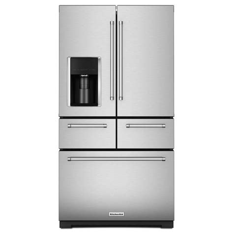 KitchenAid 25.8-cu ft 5-Door French Door Refrigerator with Ice Maker (Stainless Steel) in the ...