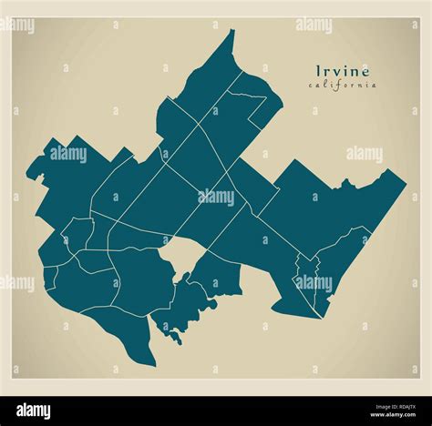 Modern City Map - Irvine California city of the USA with neighborhoods ...