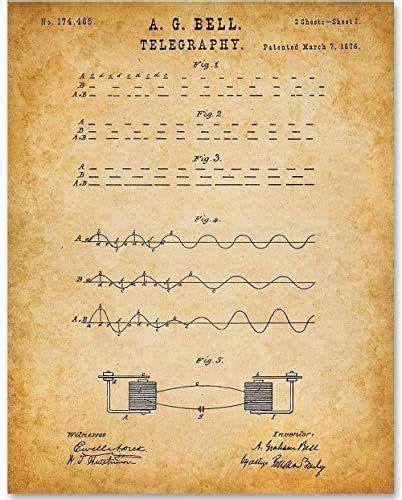 Telegraphy Patent Print - Classic Home and Office Decor, Alexander Graham Bell Patent Drawing ...