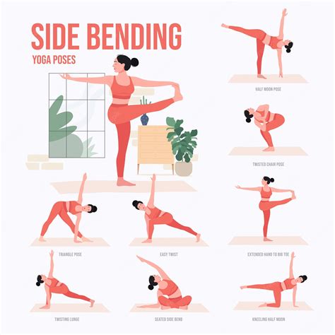 Premium Vector | Side bending yoga poses young woman practicing yoga pose woman workout fitness ...