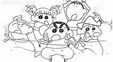 Shin chan And Friends Coloring Page  Free Printable Pages sketch template