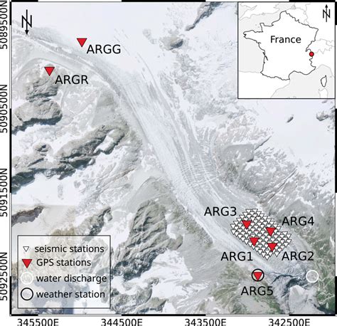 Overview map of Glacier d’Argentière together with the RESOLVE sensor... | Download Scientific ...