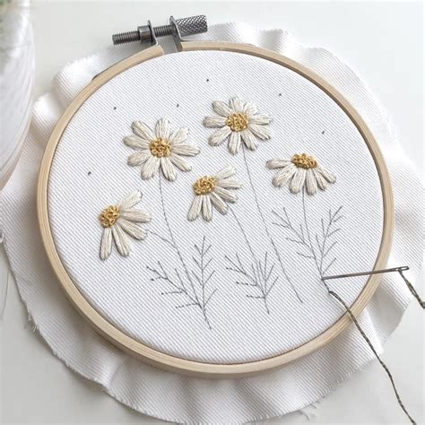 Daisies Embroidery Beginner Pattern PDF, Botanical Embroidery PDF Pattern for Beginners, Floral ...