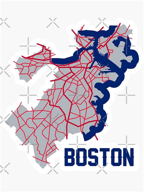 "Boston Streets map sticker" Sticker for Sale by ebarto21 | Redbubble