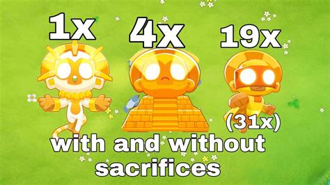 Btd6 1 tsg vs. 4 sun temples vs. 19 sun avatars (with and without sacrifices) - YouTube