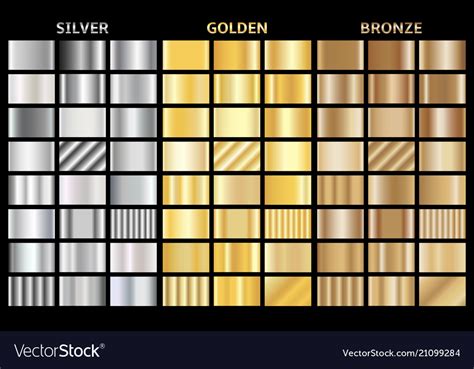 Set of metallic gradients collection Royalty Free Vector