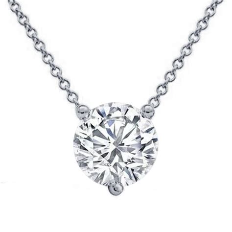 Floating Diamond Solitaire Three Prong Pendant Necklace Solitaire ...