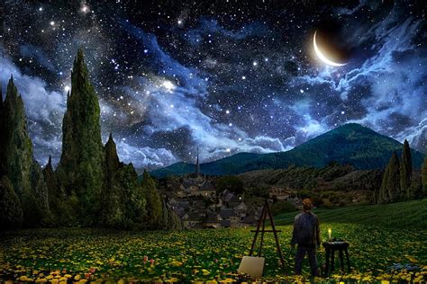 Starry Night, alex ruiz, art, fantasy, van gogh, HD wallpaper | Peakpx