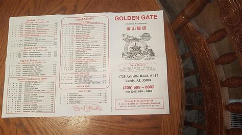 Menu at Golden Gate Chinese Restaurant, Leeds, Ashville Rd