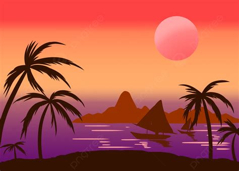 Purple Beach Summer Beach Coconut Tree Sunset Background, Beach, Scorching Hot, Cute Background ...