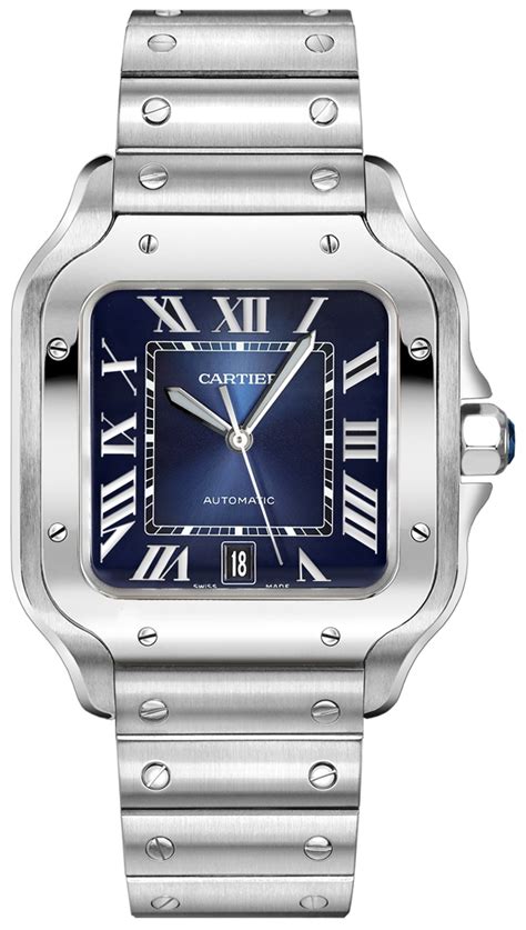 Buy Cartier Santos Blue Dial Stainless Steel Men's Watch WSSA0013