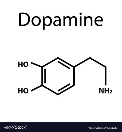 Chemical molecular formula hormone dopamine Vector Image