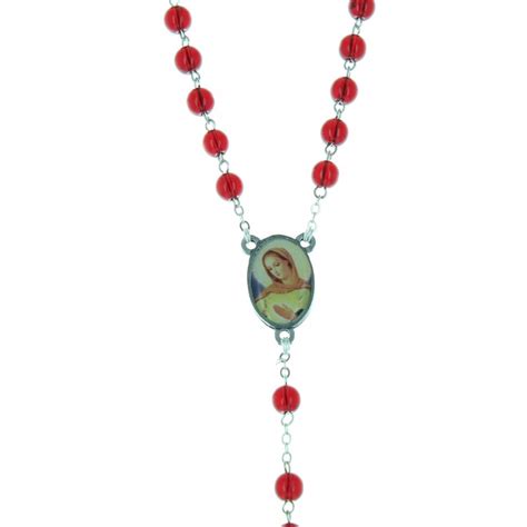 Rosary "The Flame of Love" red with box