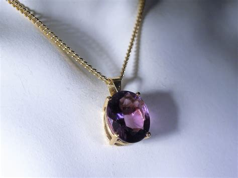 Amethyst Necklace, 14K Gold Necklace, 3 Carat Purple Amethyst Pendant, 20 Inch 18K Gold Filled ...