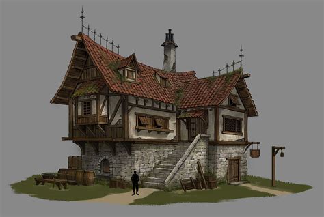 ArtStation - medieval house, Donghee Han | Minecraft medieval house ...