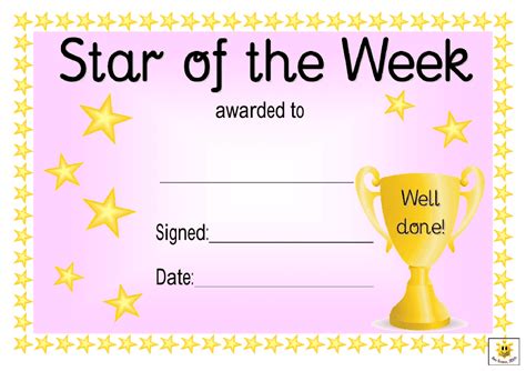 Star of the Week Award Certificate Template - Pink Download Printable PDF | Templateroller