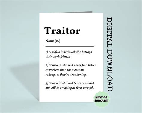 Traitor Definition Print at Home Leavingcard Digital Download - Etsy