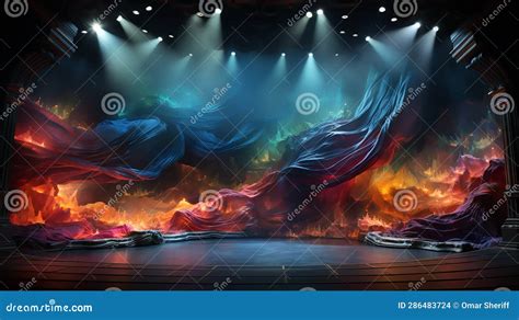 Blue stage curtain stock photo. Image of radiance, spotlight - 286483724