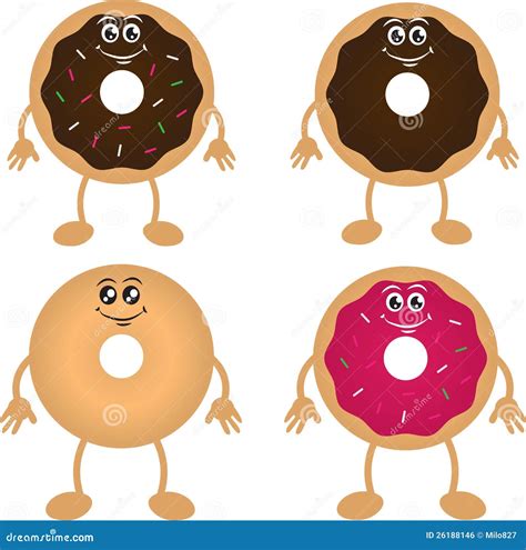 Four Donut Characters Royalty Free Stock Image - Image: 26188146