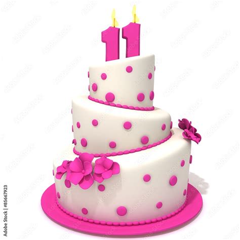 Birthday cake with number eleven Stock Illustration | Adobe Stock