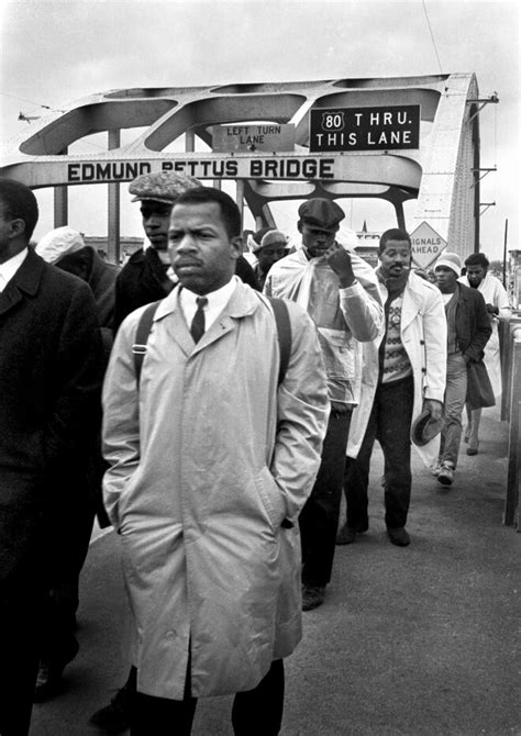 John Lewis Leads Marchers across the Edmund Pettus Bridge, Selma ...