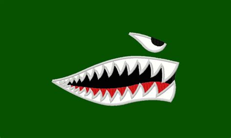 Shark Mouth Nose Art For Aircraft Machine Applique Embroidery