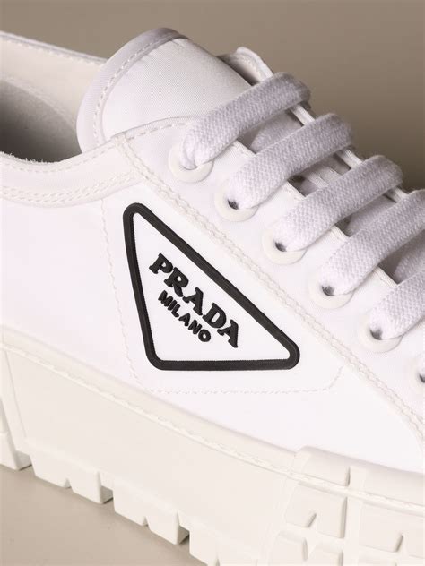 PRADA: sneakers in nylon gabardine with triangular logo | Sneakers Prada Women White | Sneakers ...