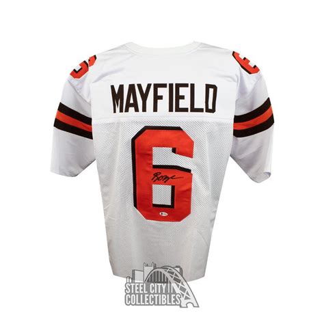 Baker Mayfield Autographed Custom White Football Jersey BAS COA | Steel ...