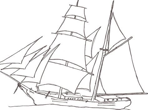 Sailing Ship Line Drawing at PaintingValley.com | Explore collection of ...