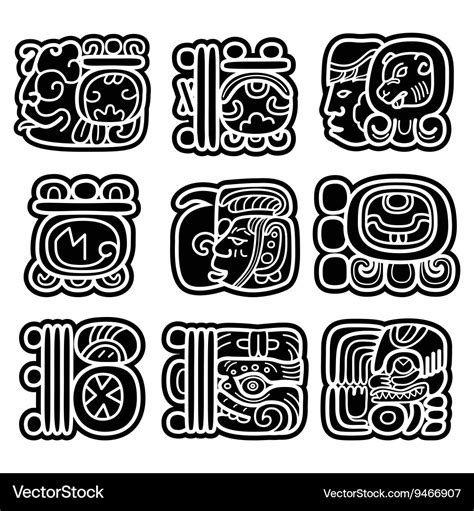 Mayan writing system maya glyphs and languge maya Vector Image