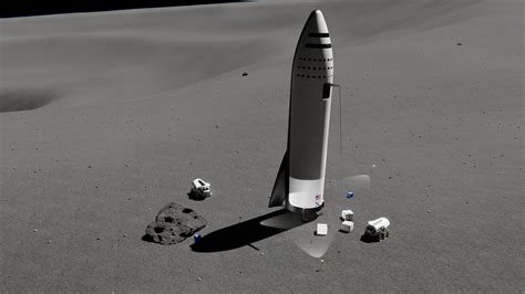 Unloading cargo from SpaceX BFR spaceship on the Moon | human Mars