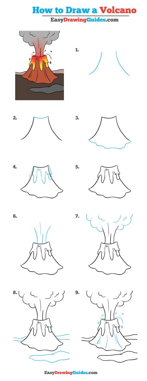 How to Draw a Volcano - Really Easy Drawing Tutorial | Drawing tutorials for kids, Easy drawings ...