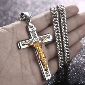 Catholic Jesus Christ on INRI Cross Crucifix stainless steel Pendant ...